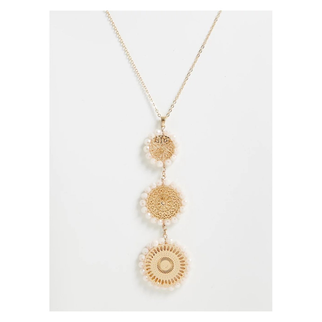 Torrid Gold Tone Filigree Faux Pearl Pendant Necklace 15$